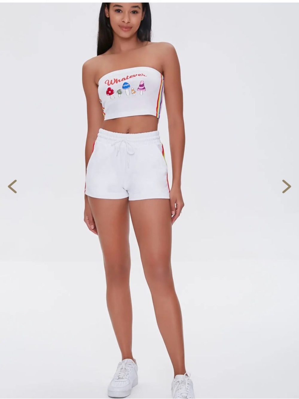 Embroidery mushrooms with the word “whatever “ on vinyl sleeveless